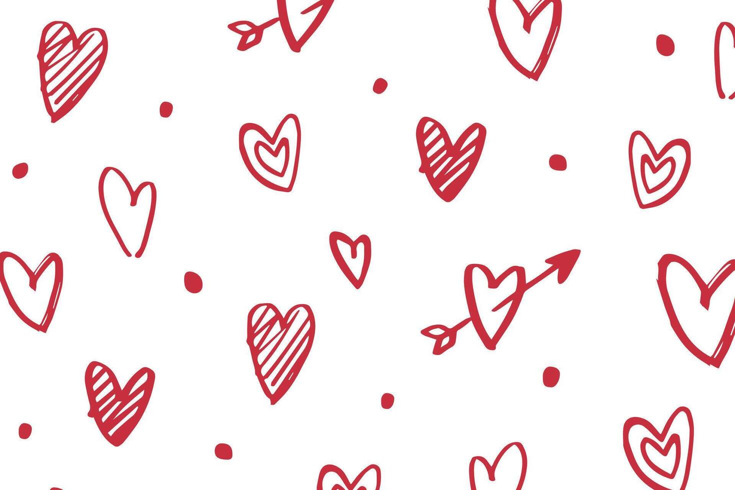 Vector love heart pattern, vector hand drawn Valentine's Day pattern, Valentine's Day background.
