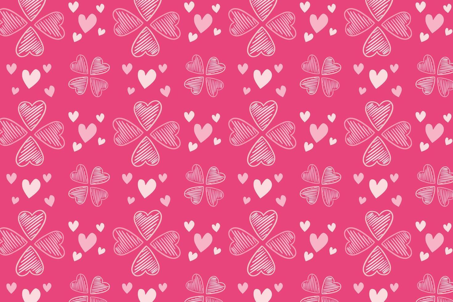 Vector love heart pattern, vector hand drawn Valentine's Day pattern, Valentine's Day background.