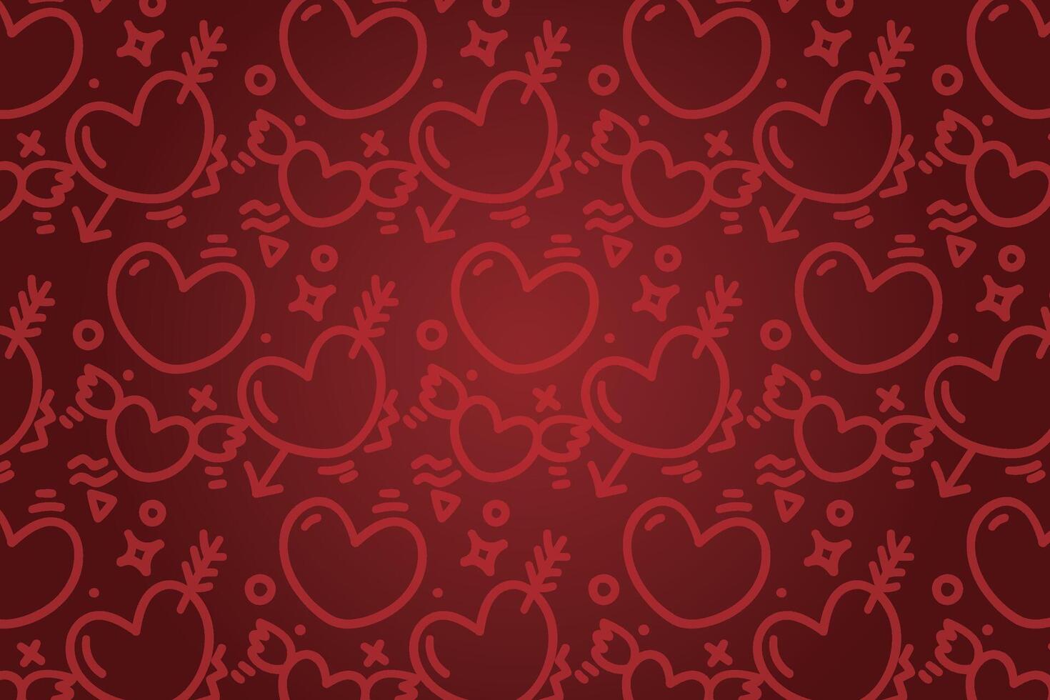 Vector love heart pattern, vector hand drawn Valentine's Day pattern, Valentine's Day background.