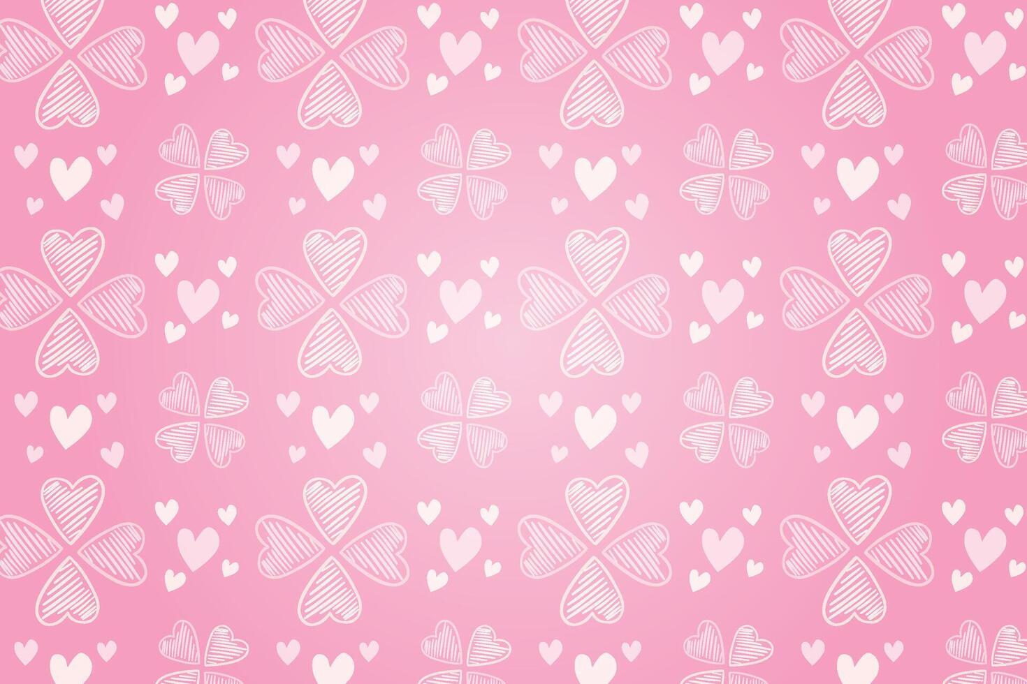 Vector love heart pattern, vector hand drawn Valentine's Day pattern, Valentine's Day background.