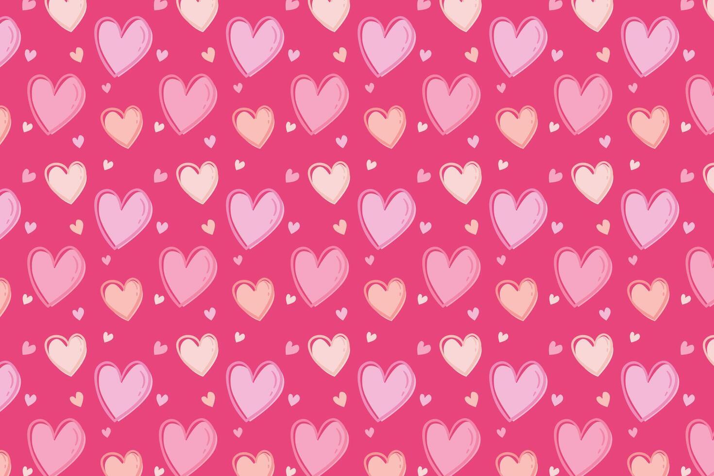 Vector love heart pattern, vector hand drawn Valentine's Day pattern, Valentine's Day background.