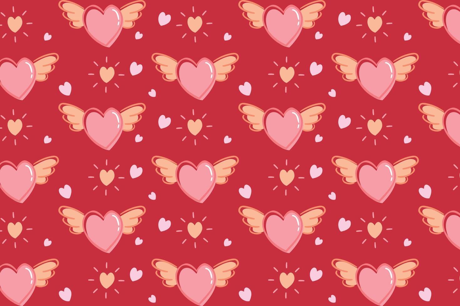 Vector love heart pattern, vector hand drawn Valentine's Day pattern, Valentine's Day background.
