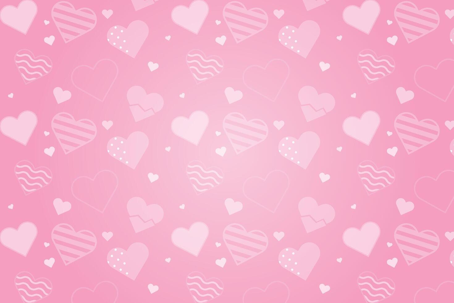 Vector love heart pattern, vector hand drawn Valentine's Day pattern, Valentine's Day background.