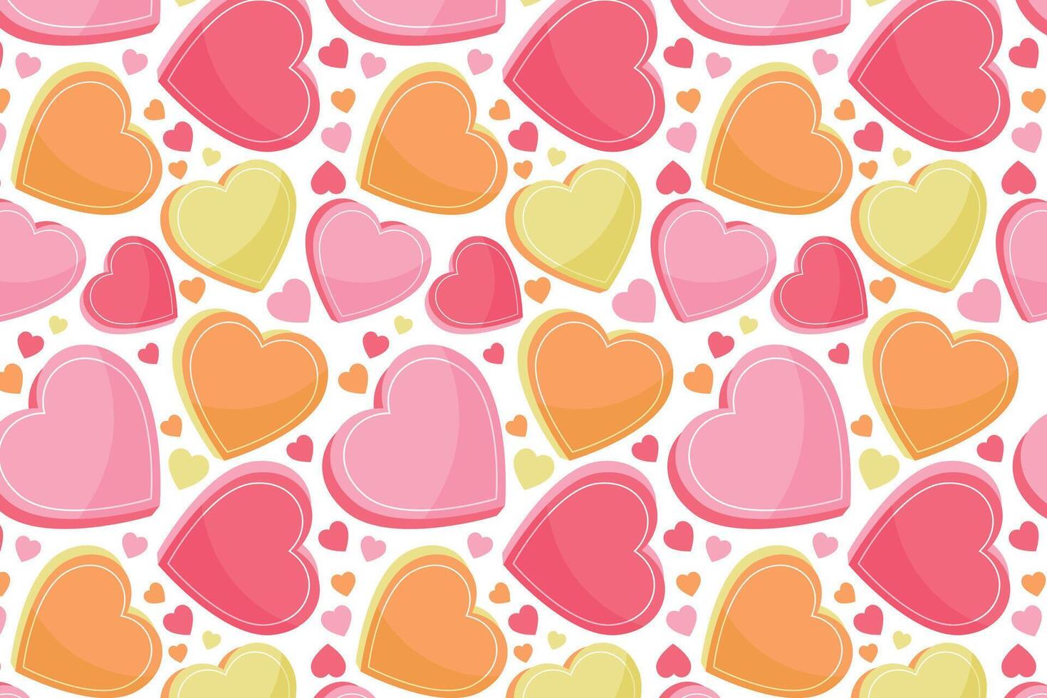 Vector love heart pattern, vector hand drawn Valentine's Day pattern, Valentine's Day background.