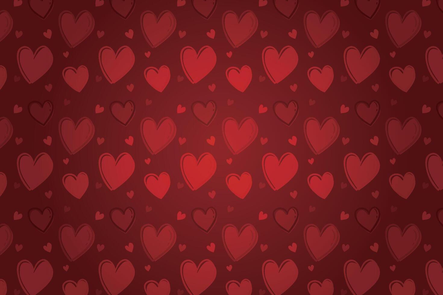 Vector love heart pattern, vector hand drawn Valentine's Day pattern, Valentine's Day background.