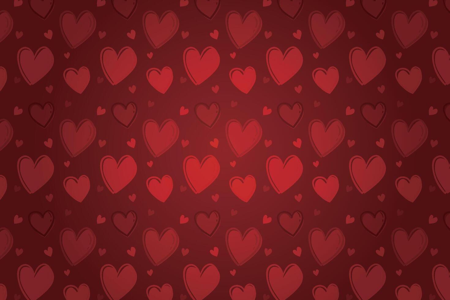 Vector love heart pattern, vector hand drawn Valentine's Day pattern, Valentine's Day background.