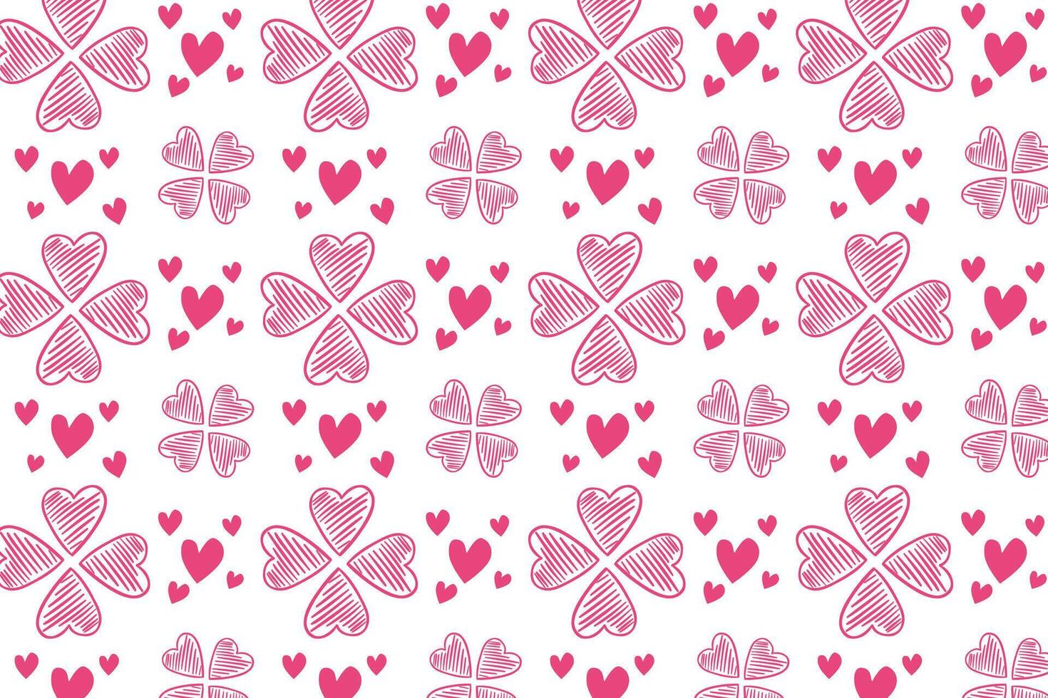 Vector love heart pattern, vector hand drawn Valentine's Day pattern, Valentine's Day background.