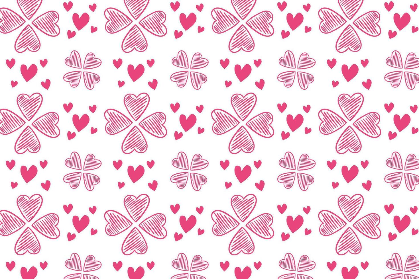 Vector love heart pattern, vector hand drawn Valentine's Day pattern, Valentine's Day background.