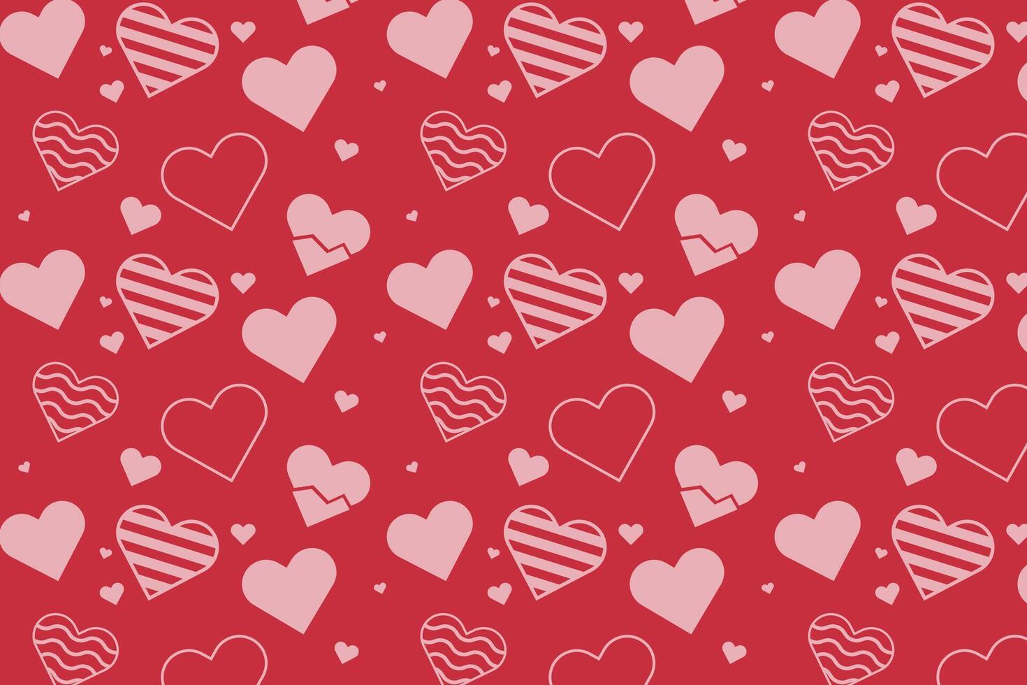 Vector love heart pattern, vector hand drawn Valentine's Day pattern, Valentine's Day background.