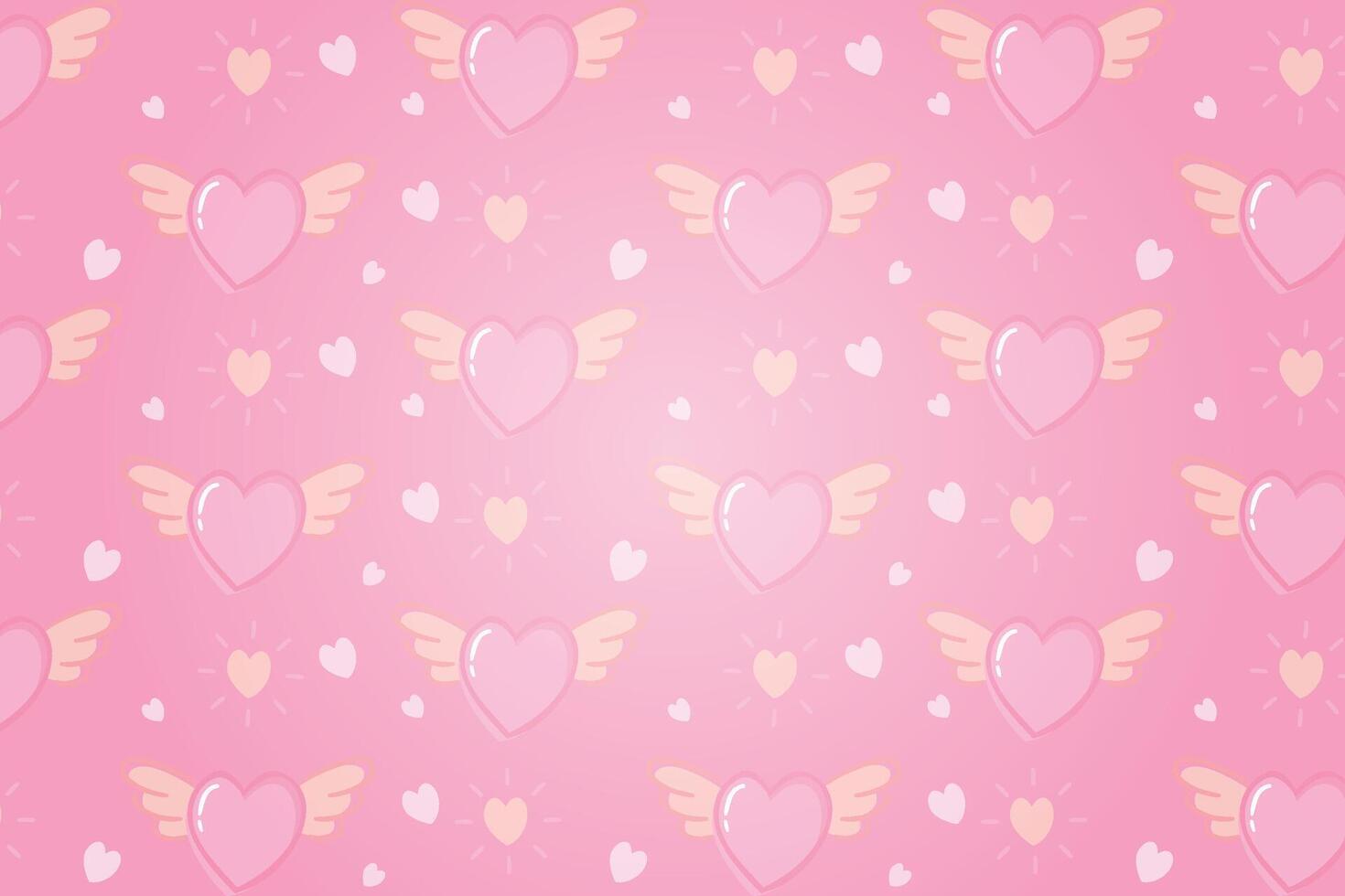 Vector love heart pattern, vector hand drawn Valentine's Day pattern, Valentine's Day background.