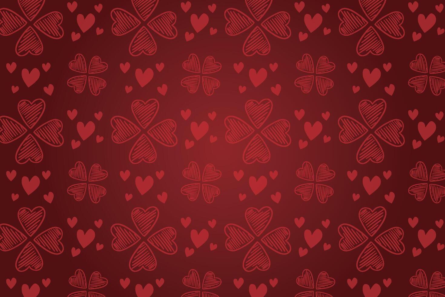 Vector love heart pattern, vector hand drawn Valentine's Day pattern, Valentine's Day background.