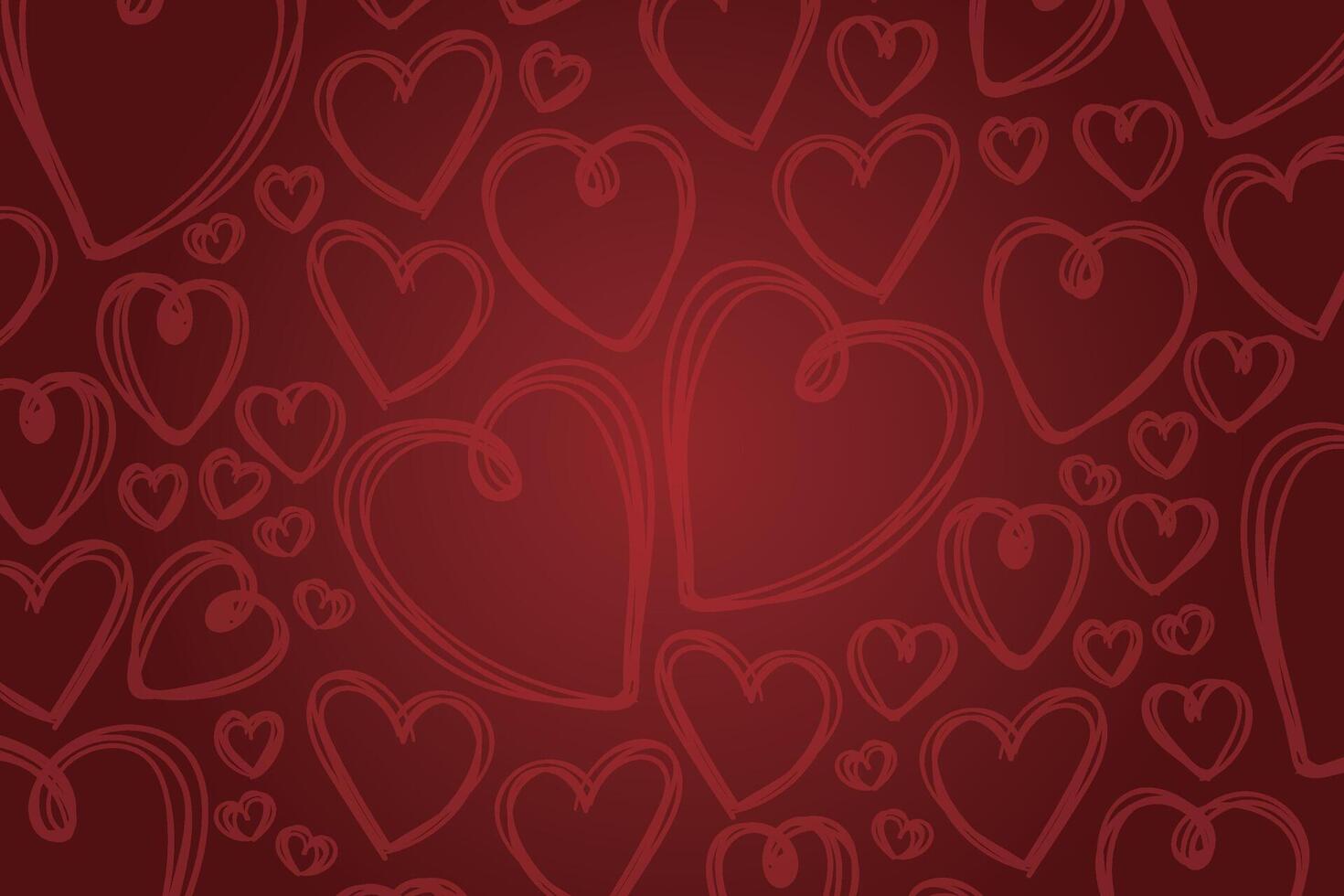 Vector love heart pattern, vector hand drawn Valentine's Day pattern, Valentine's Day background.