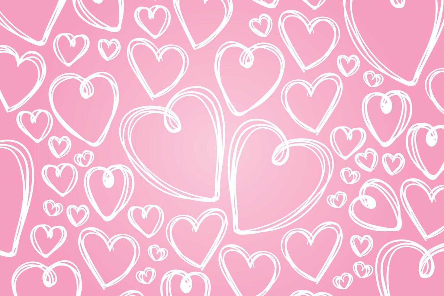 Vector love heart pattern, vector hand drawn Valentine's Day pattern, Valentine's Day background.
