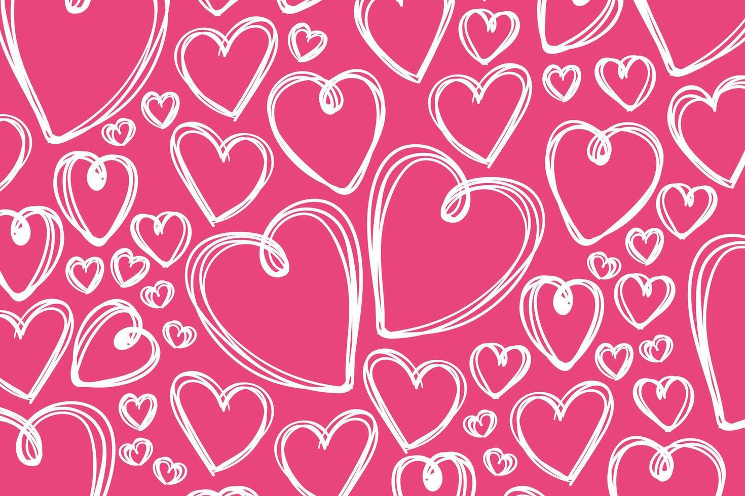Vector love heart pattern, vector hand drawn Valentine's Day pattern, Valentine's Day background.