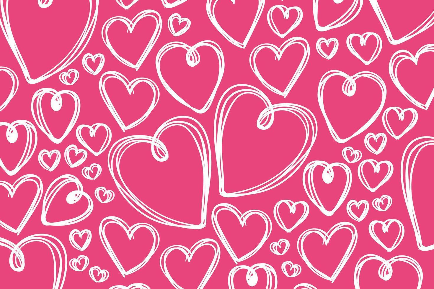 Vector love heart pattern, vector hand drawn Valentine's Day pattern, Valentine's Day background.