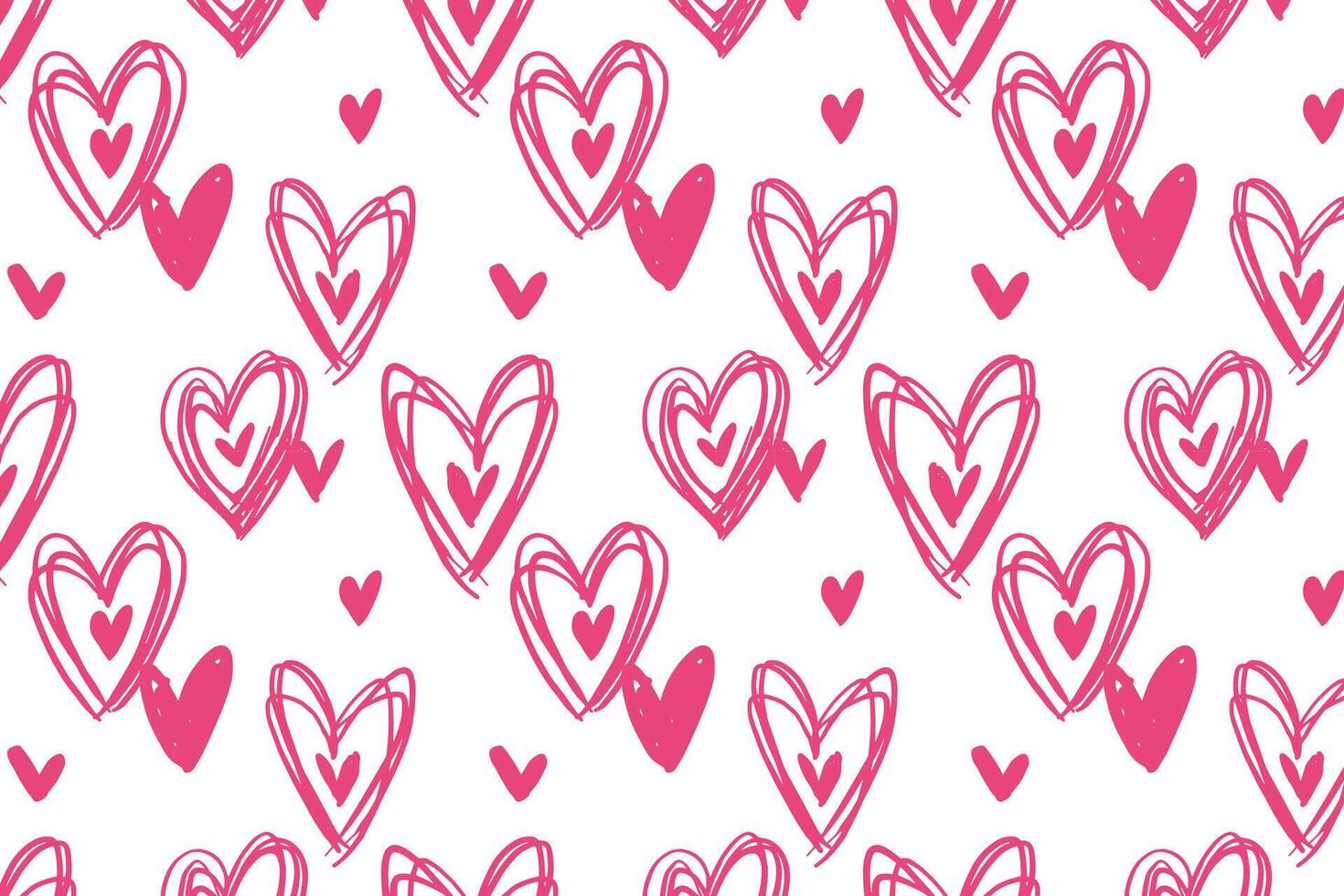 Vector love heart pattern, vector hand drawn Valentine's Day pattern, Valentine's Day background.