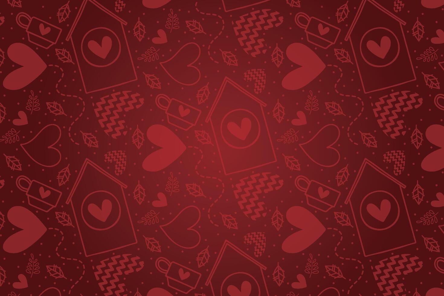 Vector love heart pattern, vector hand drawn Valentine's Day pattern, Valentine's Day background.
