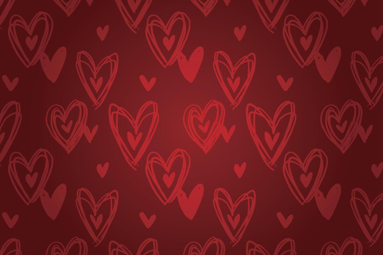 Vector love heart pattern, vector hand drawn Valentine's Day pattern, Valentine's Day background.