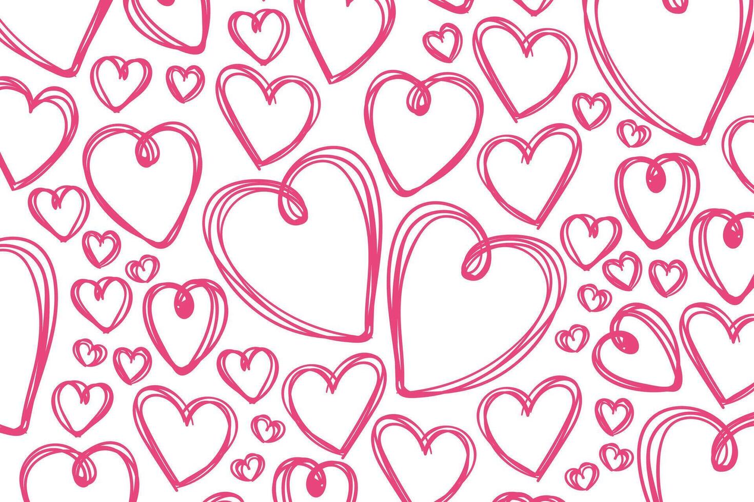 Vector love heart pattern, vector hand drawn Valentine's Day pattern, Valentine's Day background.