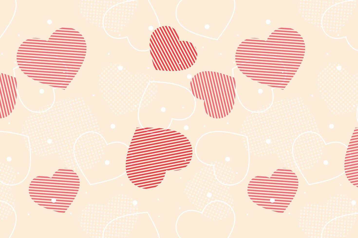 Vector love heart pattern, vector hand drawn Valentine's Day pattern, Valentine's Day background.