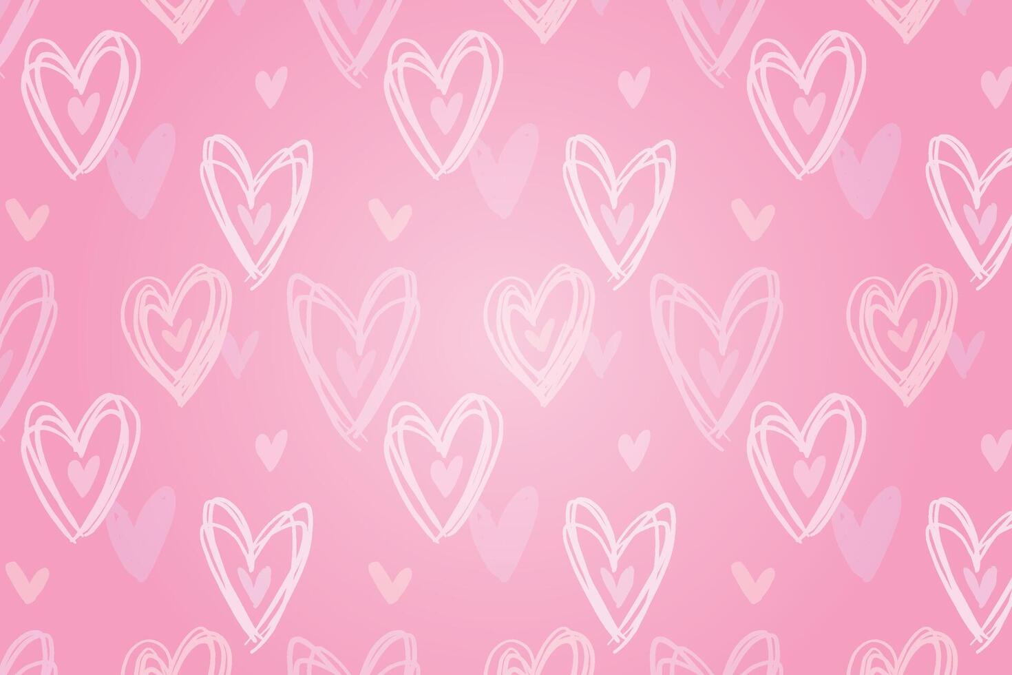 Vector love heart pattern, vector hand drawn Valentine's Day pattern, Valentine's Day background.