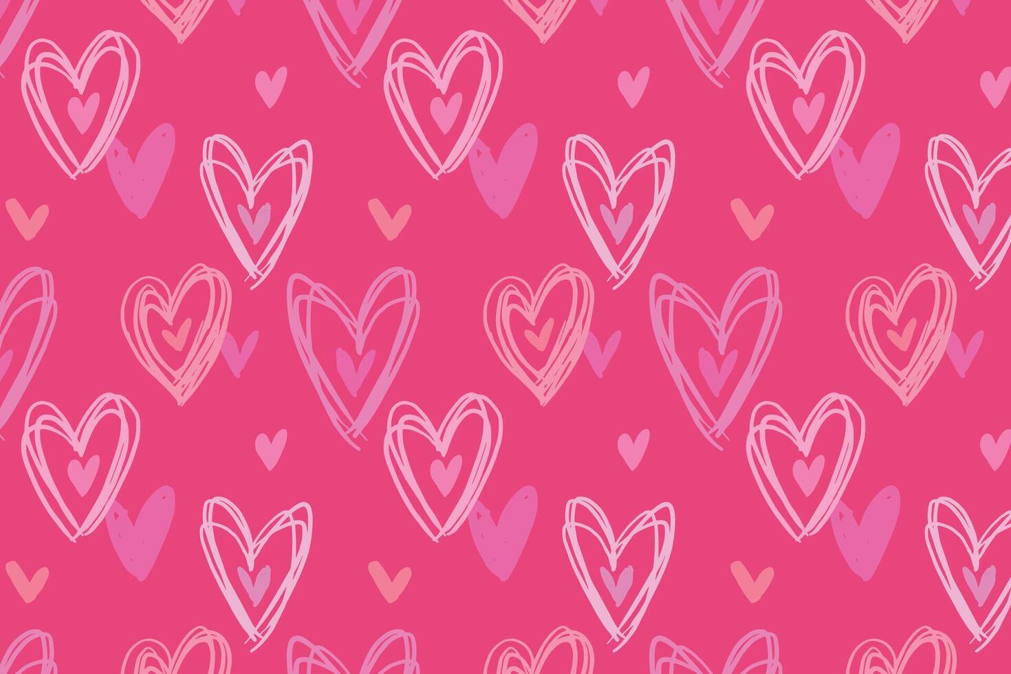 Vector love heart pattern, vector hand drawn Valentine's Day pattern, Valentine's Day background.