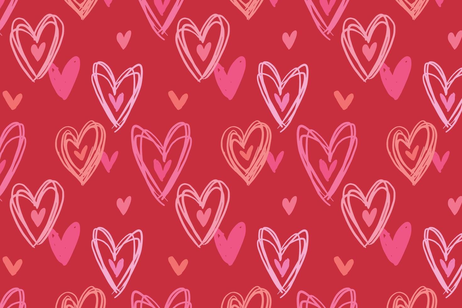 Vector love heart pattern, vector hand drawn Valentine's Day pattern, Valentine's Day background.