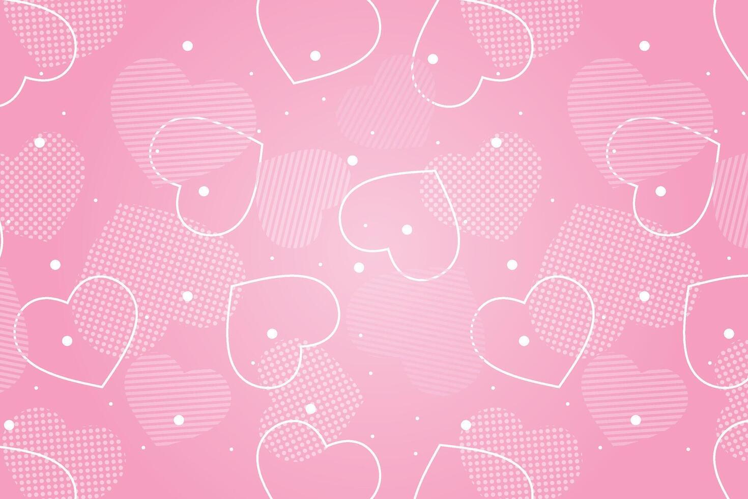 Vector love heart pattern, vector hand drawn Valentine's Day pattern, Valentine's Day background.