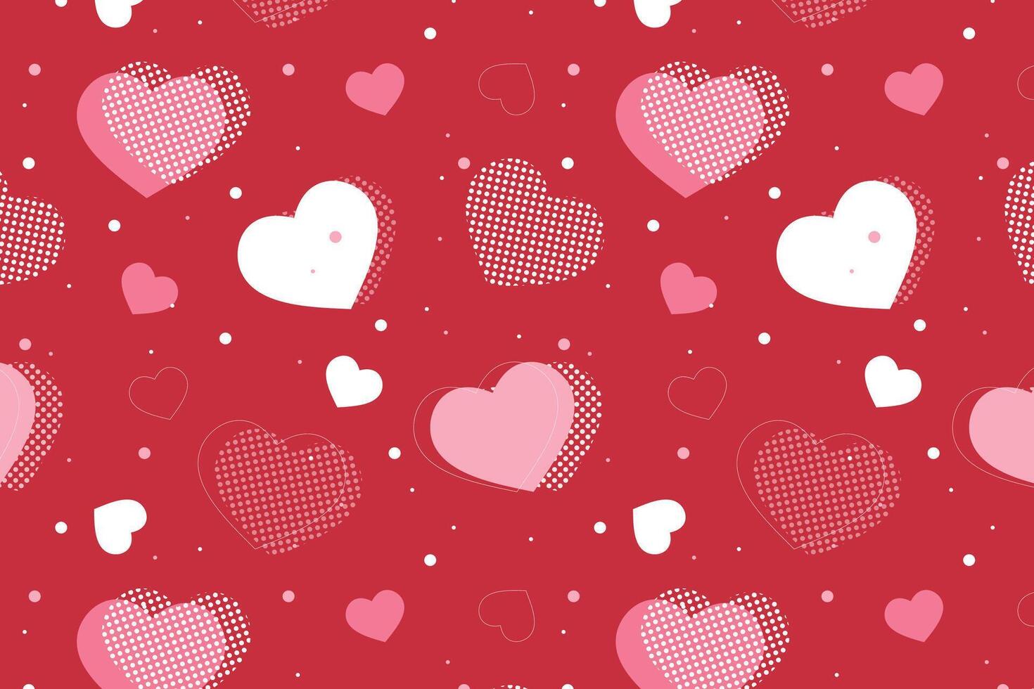 Vector love heart pattern, vector hand drawn Valentine's Day pattern, Valentine's Day background.