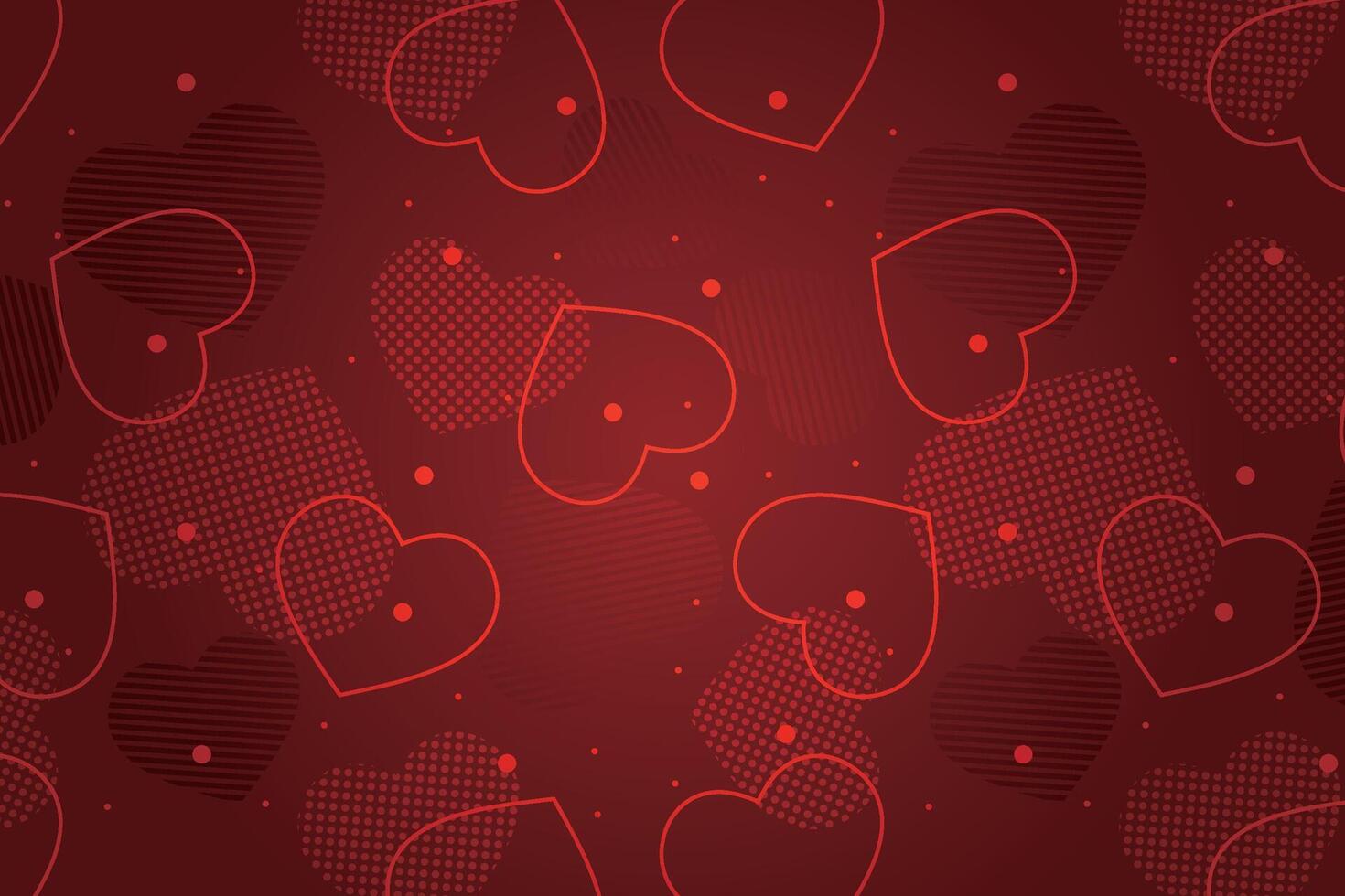 Vector love heart pattern, vector hand drawn Valentine's Day pattern, Valentine's Day background.