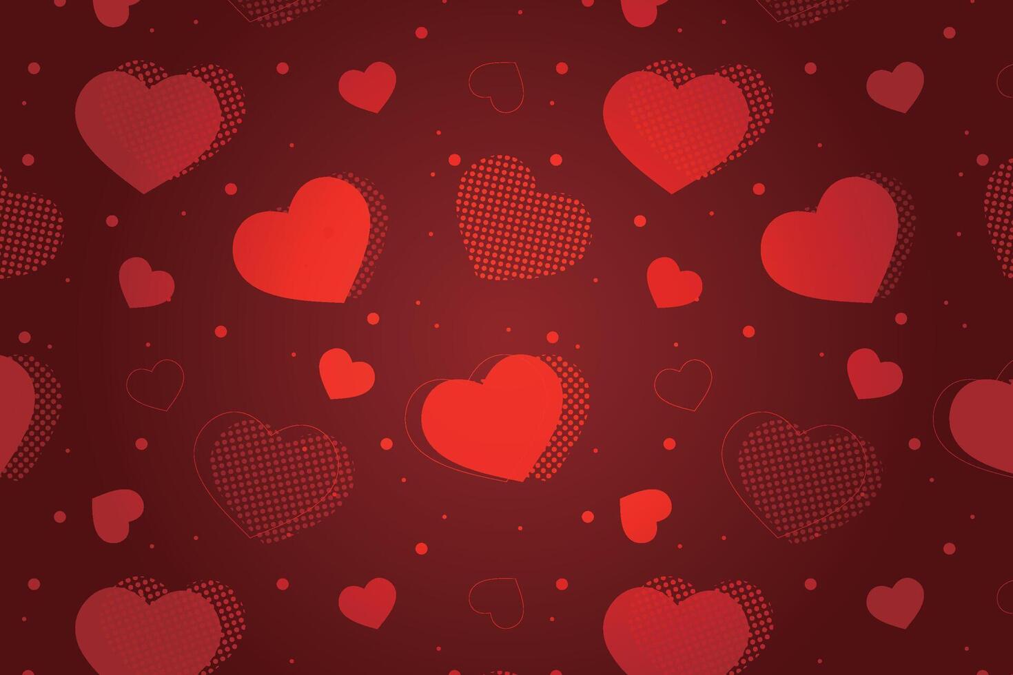 Vector love heart pattern, vector hand drawn Valentine's Day pattern, Valentine's Day background.