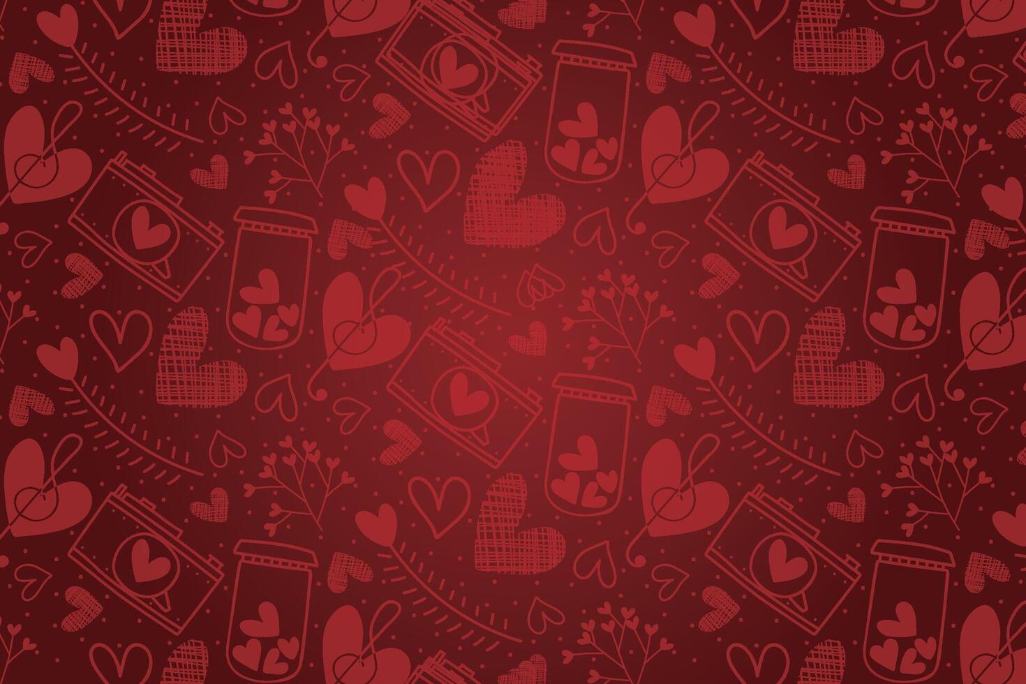 Vector love heart pattern, vector hand drawn Valentine's Day pattern, Valentine's Day background.