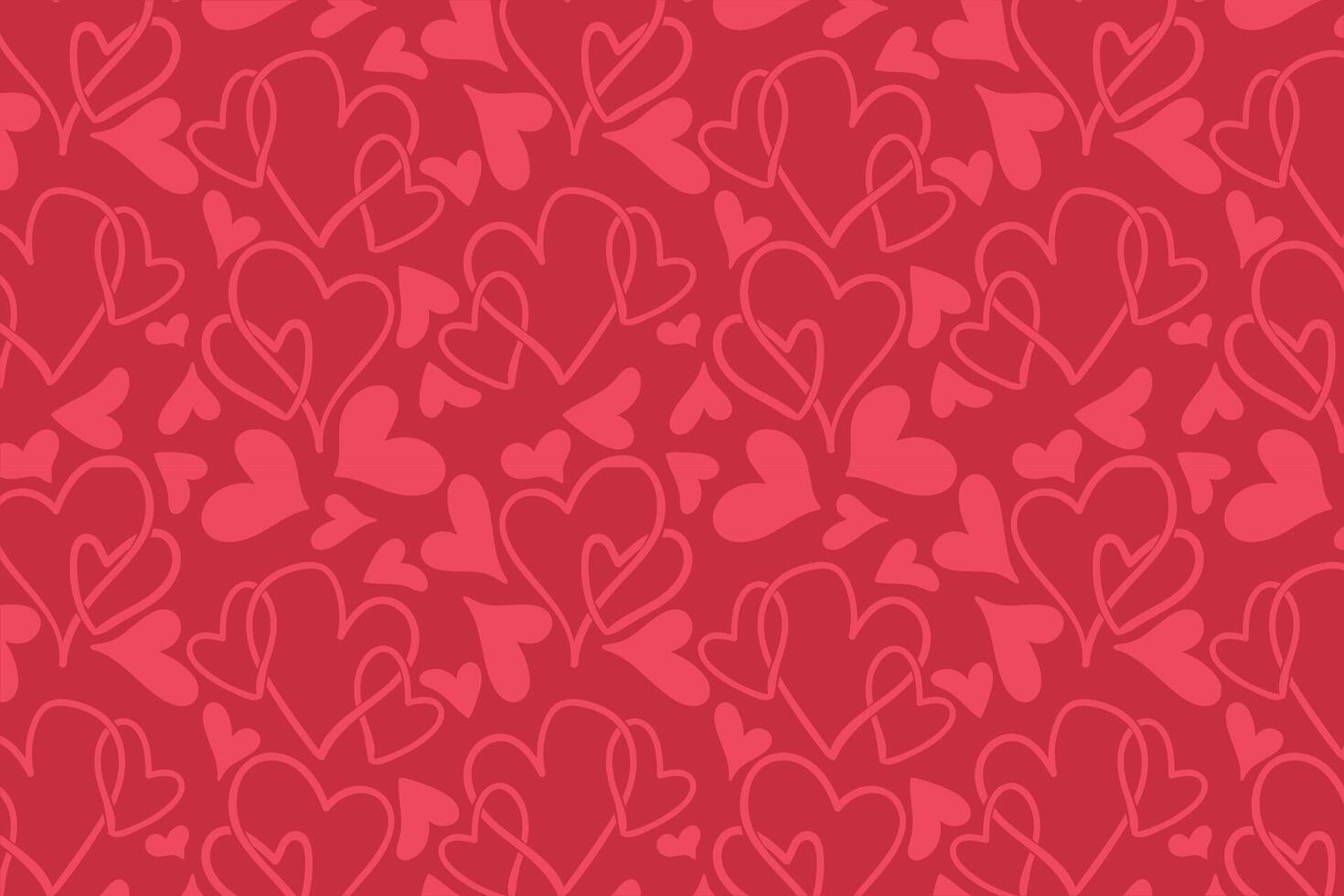 Vector love heart pattern, vector hand drawn Valentine's Day pattern, Valentine's Day background.
