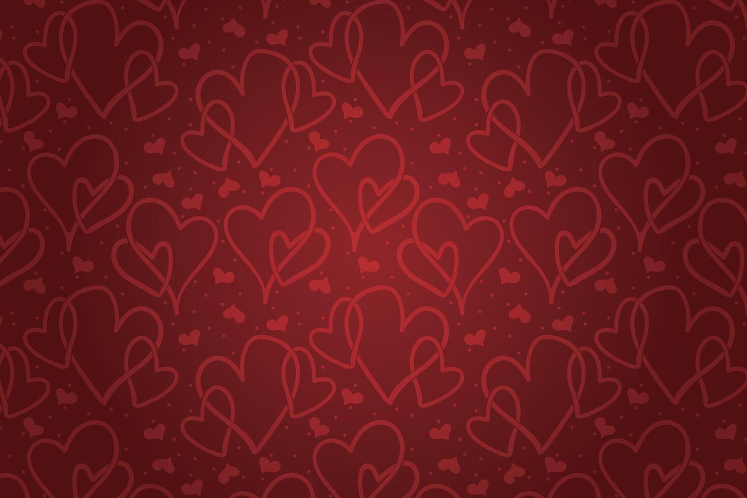 Vector love heart pattern, vector hand drawn Valentine's Day pattern, Valentine's Day background.