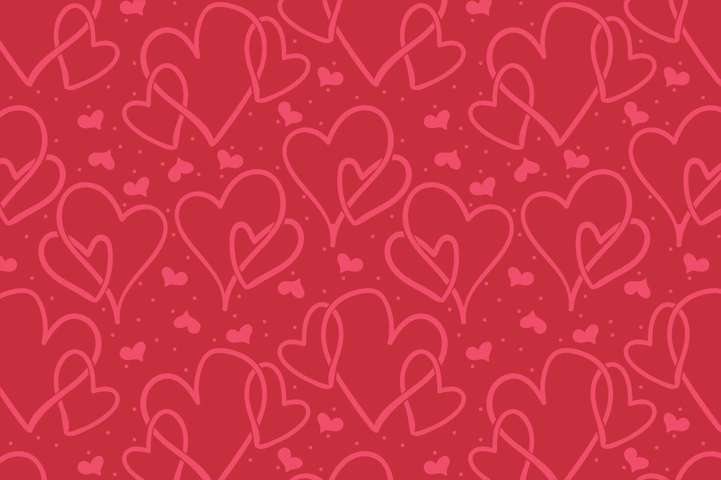 Vector love heart pattern, vector hand drawn Valentine's Day pattern, Valentine's Day background.