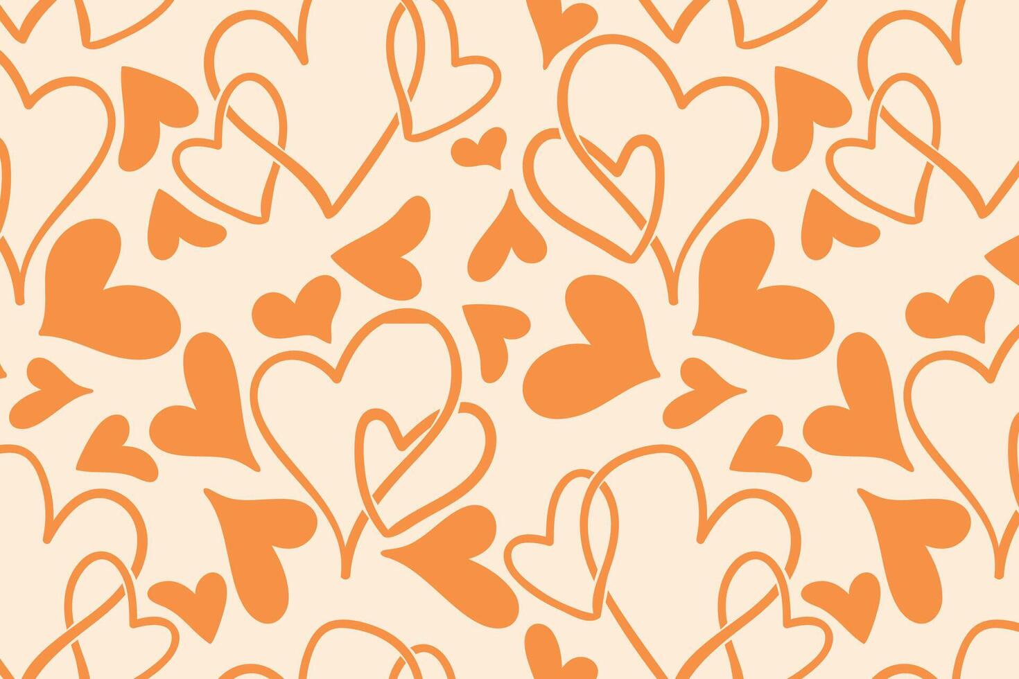 Vector love heart pattern, vector hand drawn Valentine's Day pattern, Valentine's Day background.