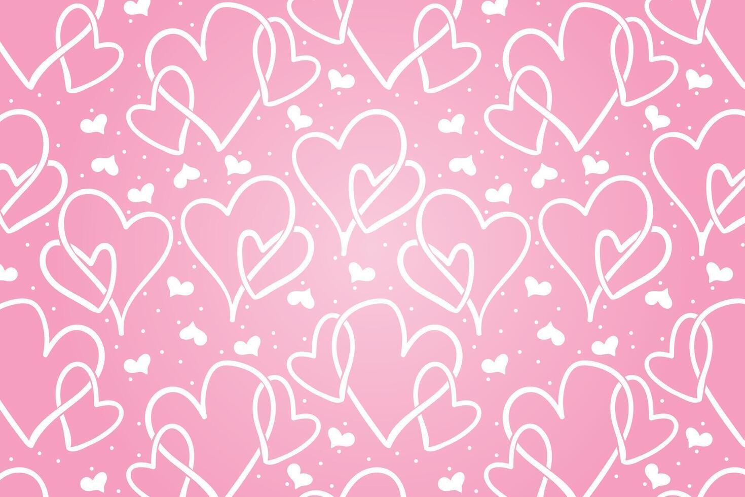 Vector love heart pattern, vector hand drawn Valentine's Day pattern, Valentine's Day background.
