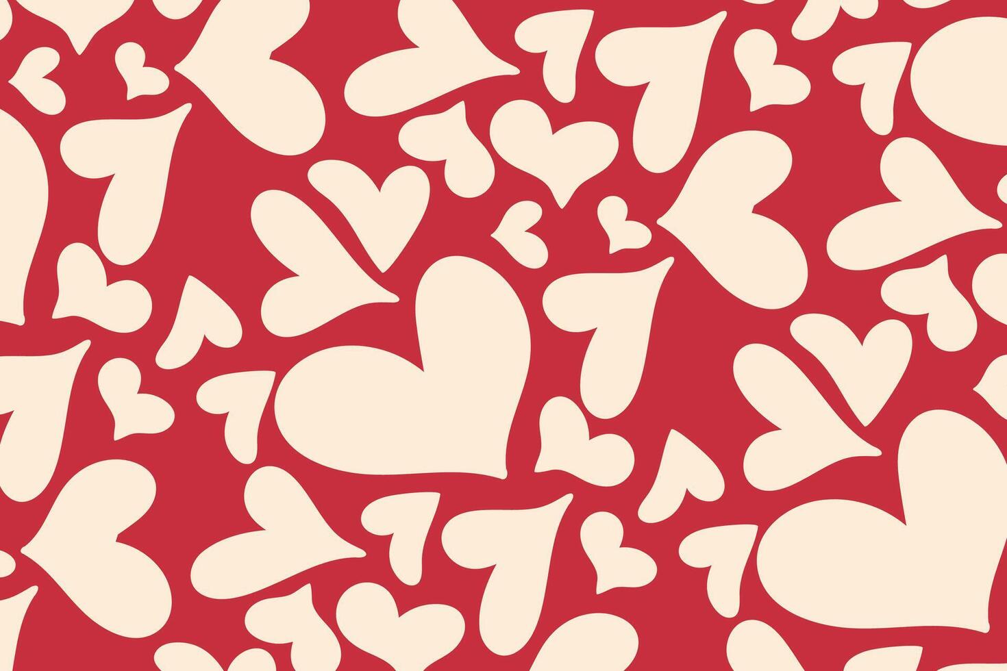 Vector love heart pattern, vector hand drawn Valentine's Day pattern, Valentine's Day background.