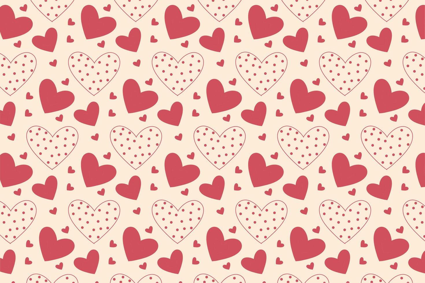 Vector love heart pattern, vector hand drawn Valentine's Day pattern, Valentine's Day background.