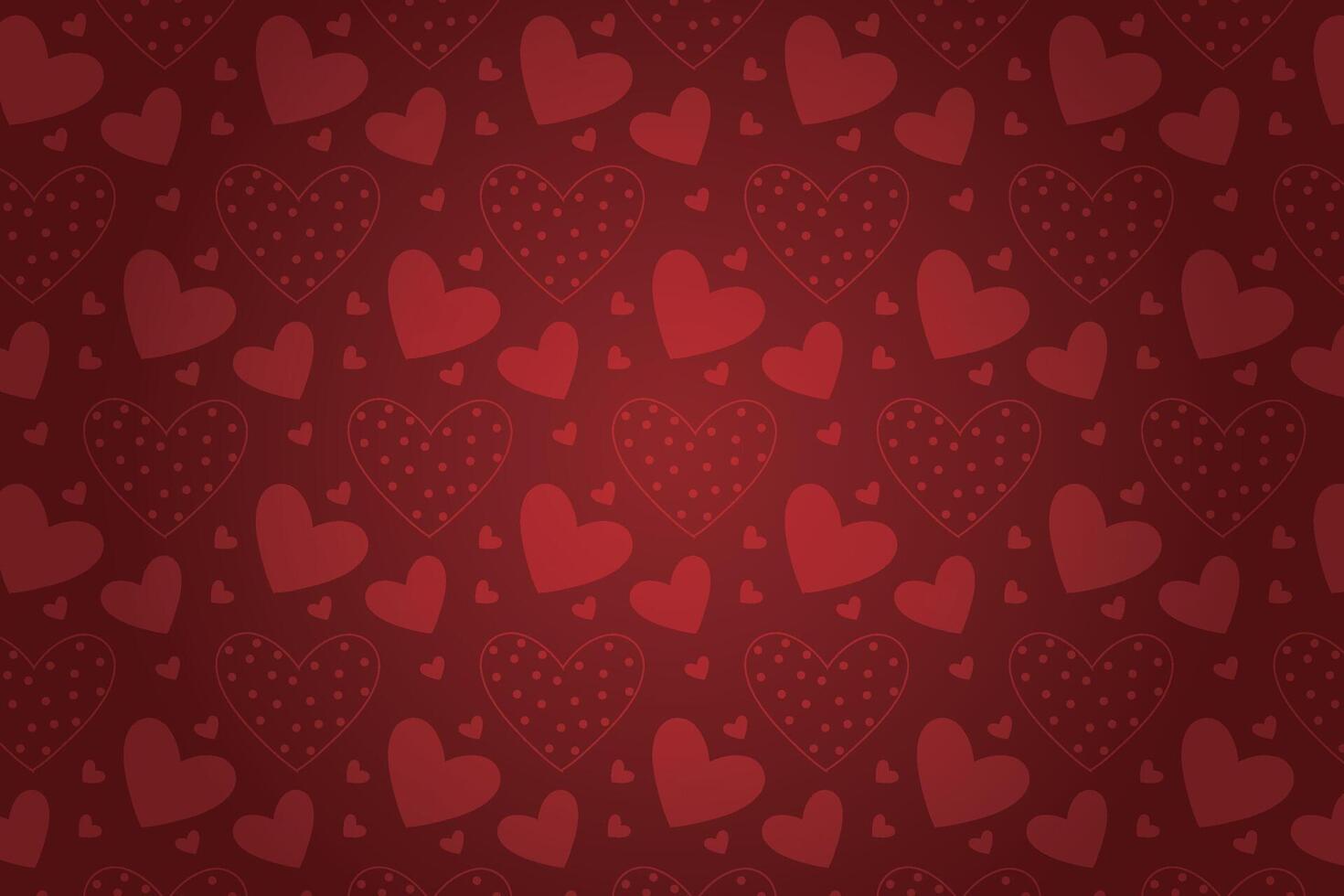 Vector love heart pattern, vector hand drawn Valentine's Day pattern, Valentine's Day background.