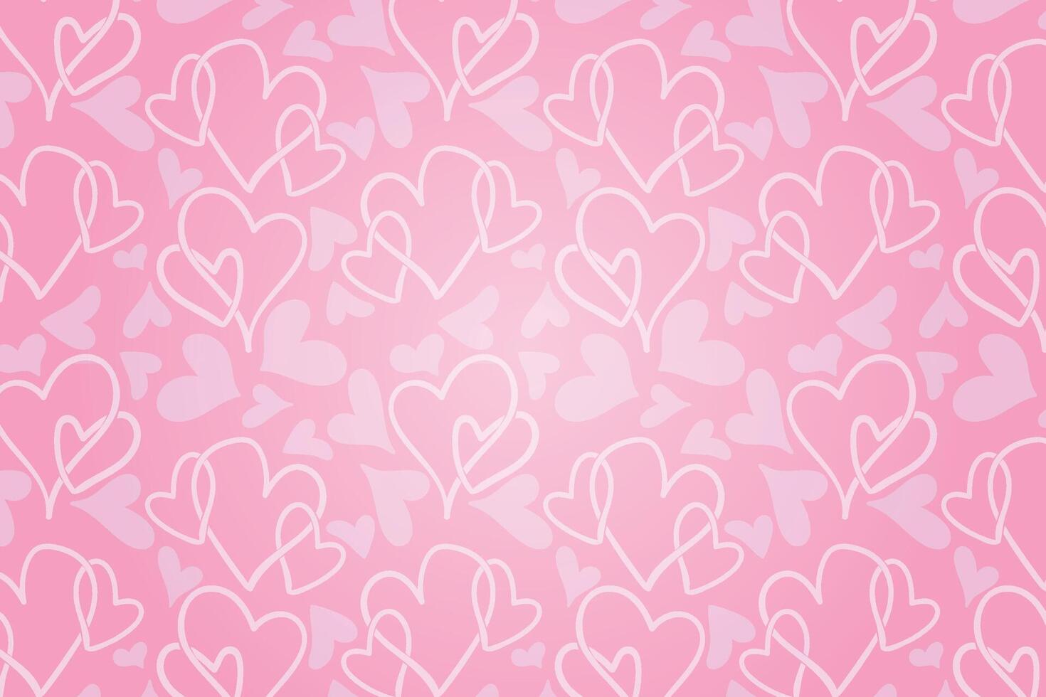 Vector love heart pattern, vector hand drawn Valentine's Day pattern, Valentine's Day background.