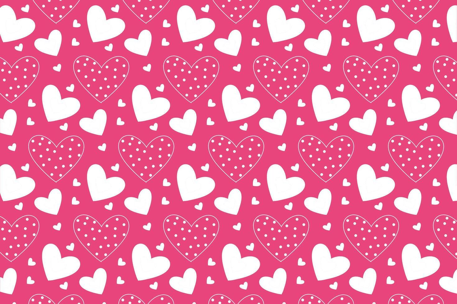 Vector love heart pattern, vector hand drawn Valentine's Day pattern, Valentine's Day background.