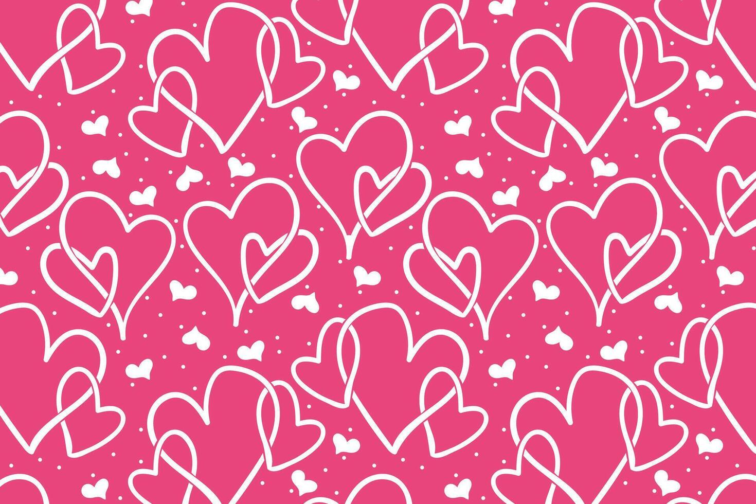 Vector love heart pattern, vector hand drawn Valentine's Day pattern, Valentine's Day background.