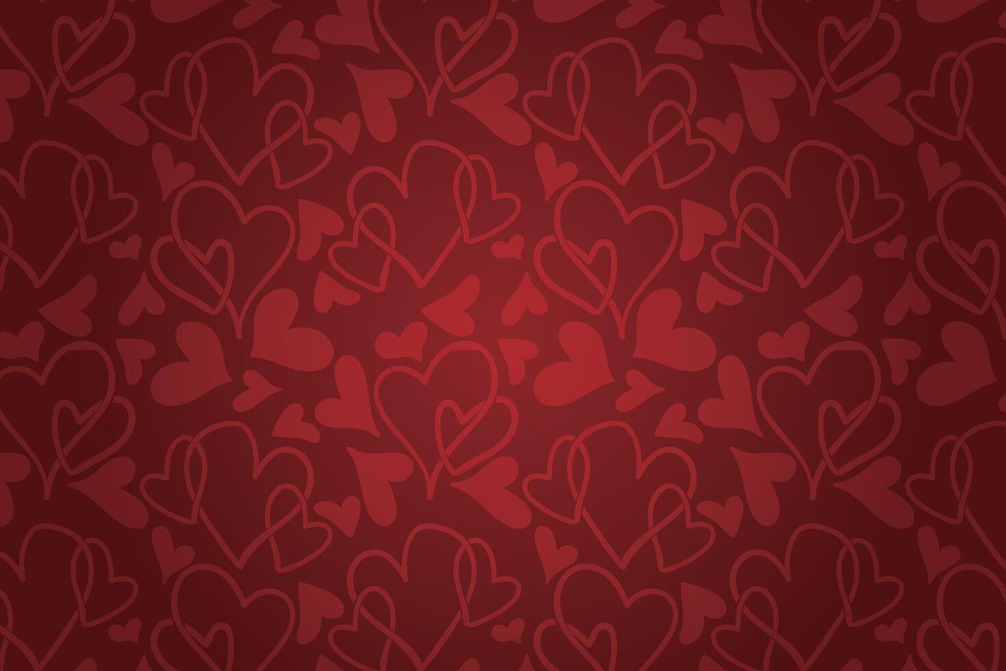 Vector love heart pattern, vector hand drawn Valentine's Day pattern, Valentine's Day background.