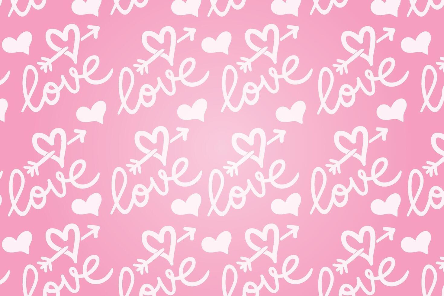 Vector love heart pattern, vector hand drawn Valentine's Day pattern, Valentine's Day background.