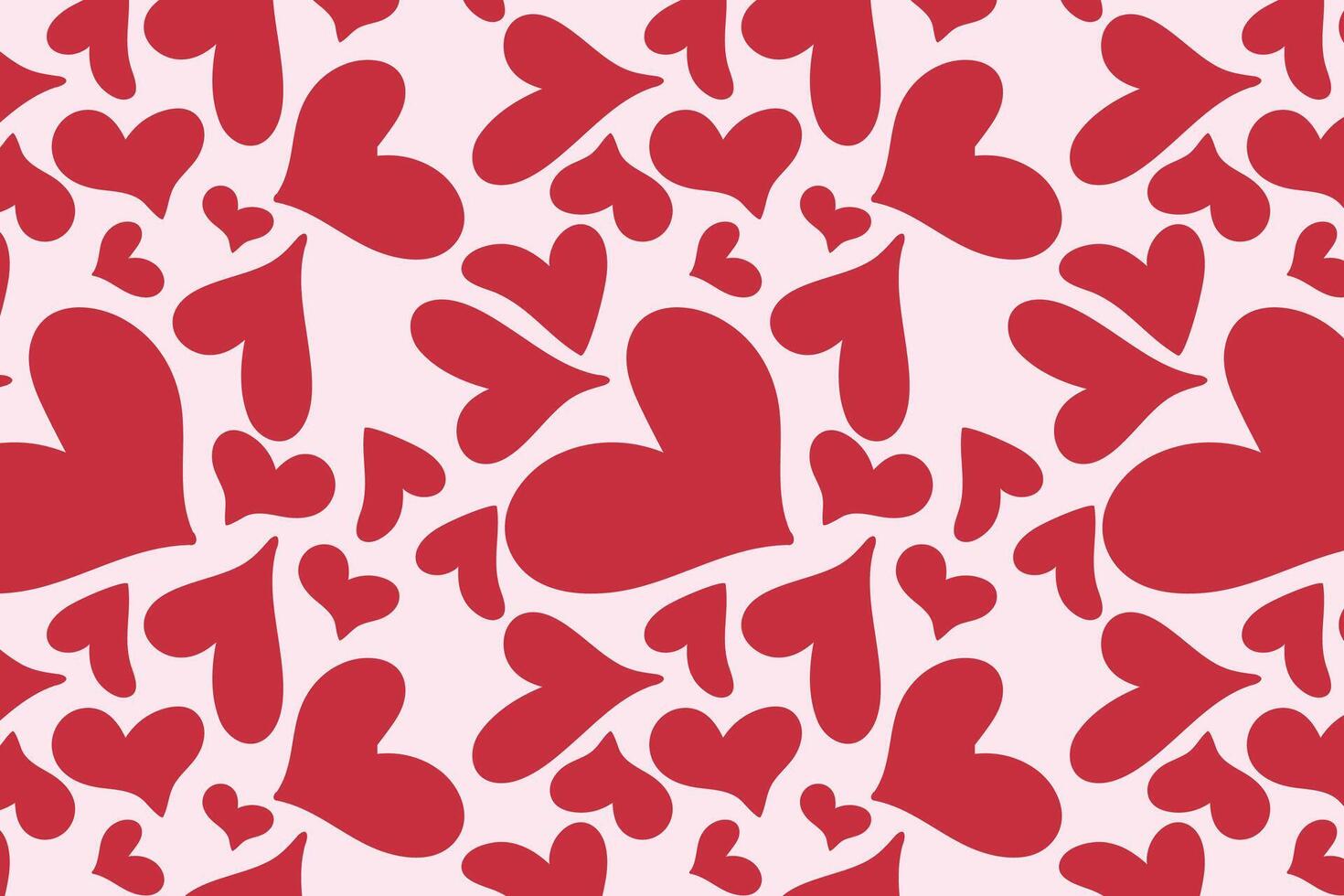 Vector love heart pattern, vector hand drawn Valentine's Day pattern, Valentine's Day background.