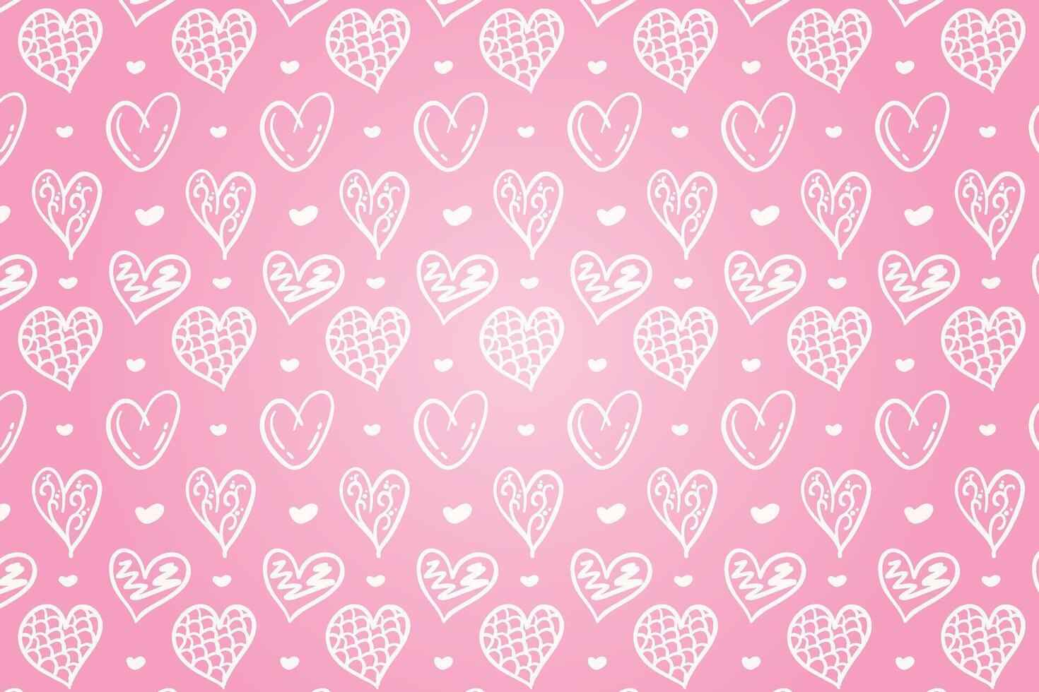 Vector love heart pattern, vector hand drawn Valentine's Day pattern, Valentine's Day background.