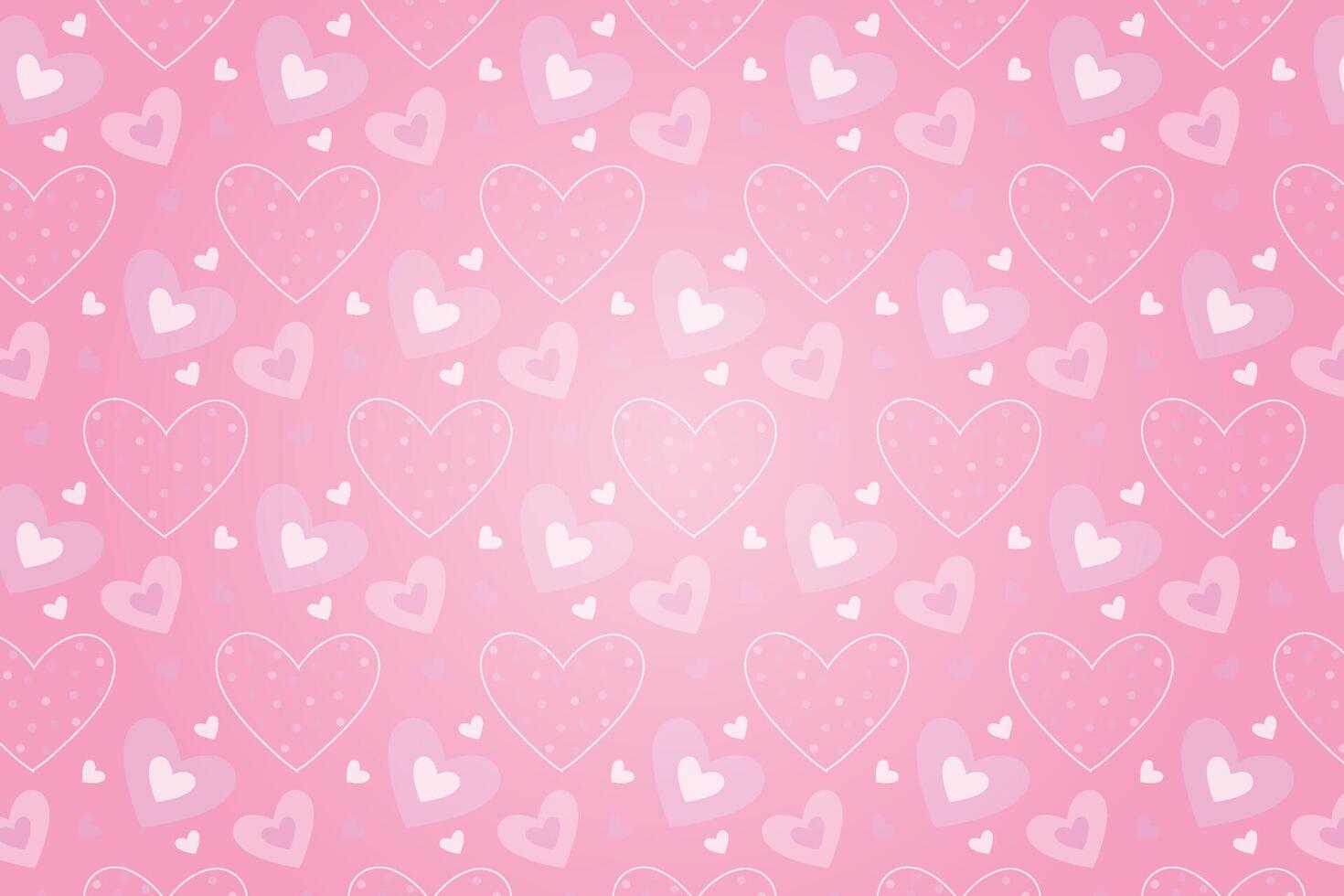 Vector love heart pattern, vector hand drawn Valentine's Day pattern, Valentine's Day background.