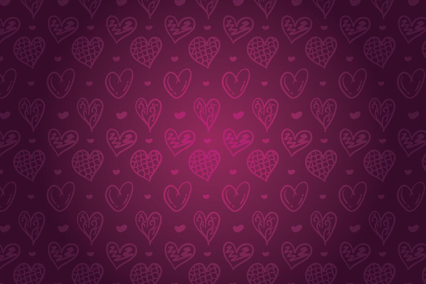 Vector love heart pattern, vector hand drawn Valentine's Day pattern, Valentine's Day background.