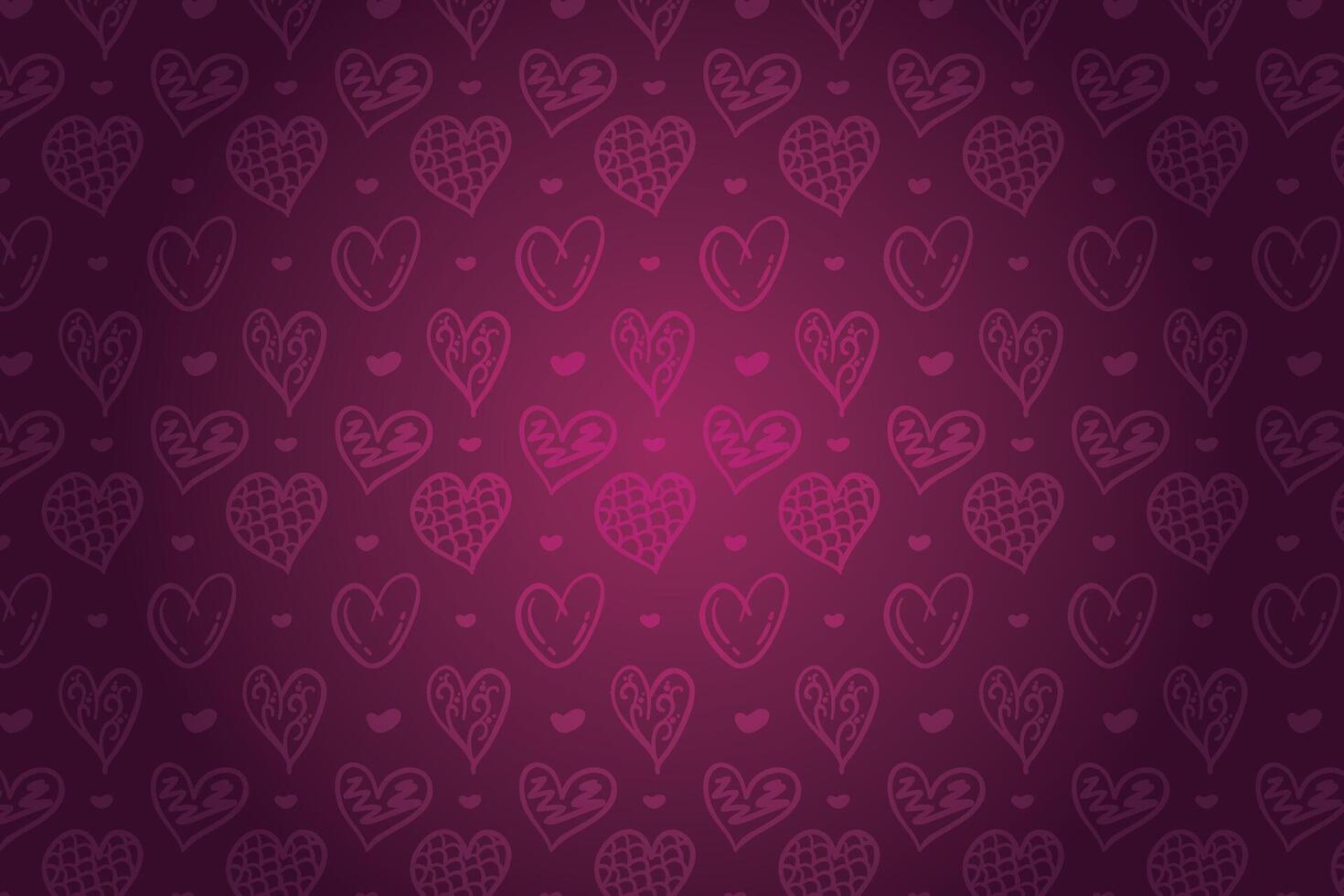 Vector love heart pattern, vector hand drawn Valentine's Day pattern, Valentine's Day background.